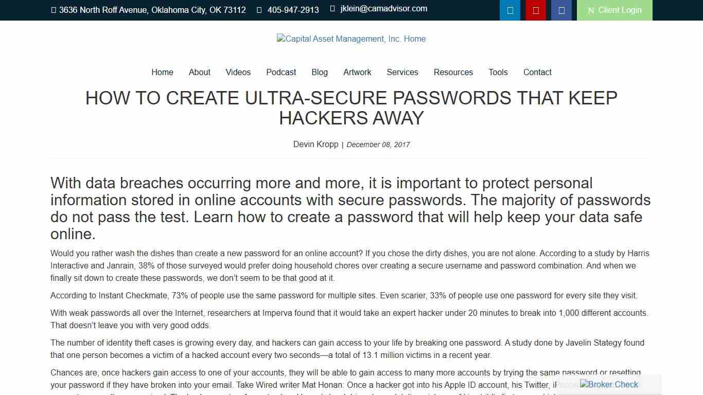 How to Create Ultra-Secure Passwords That Keep Hackers Away Capital Asset Management, Inc.