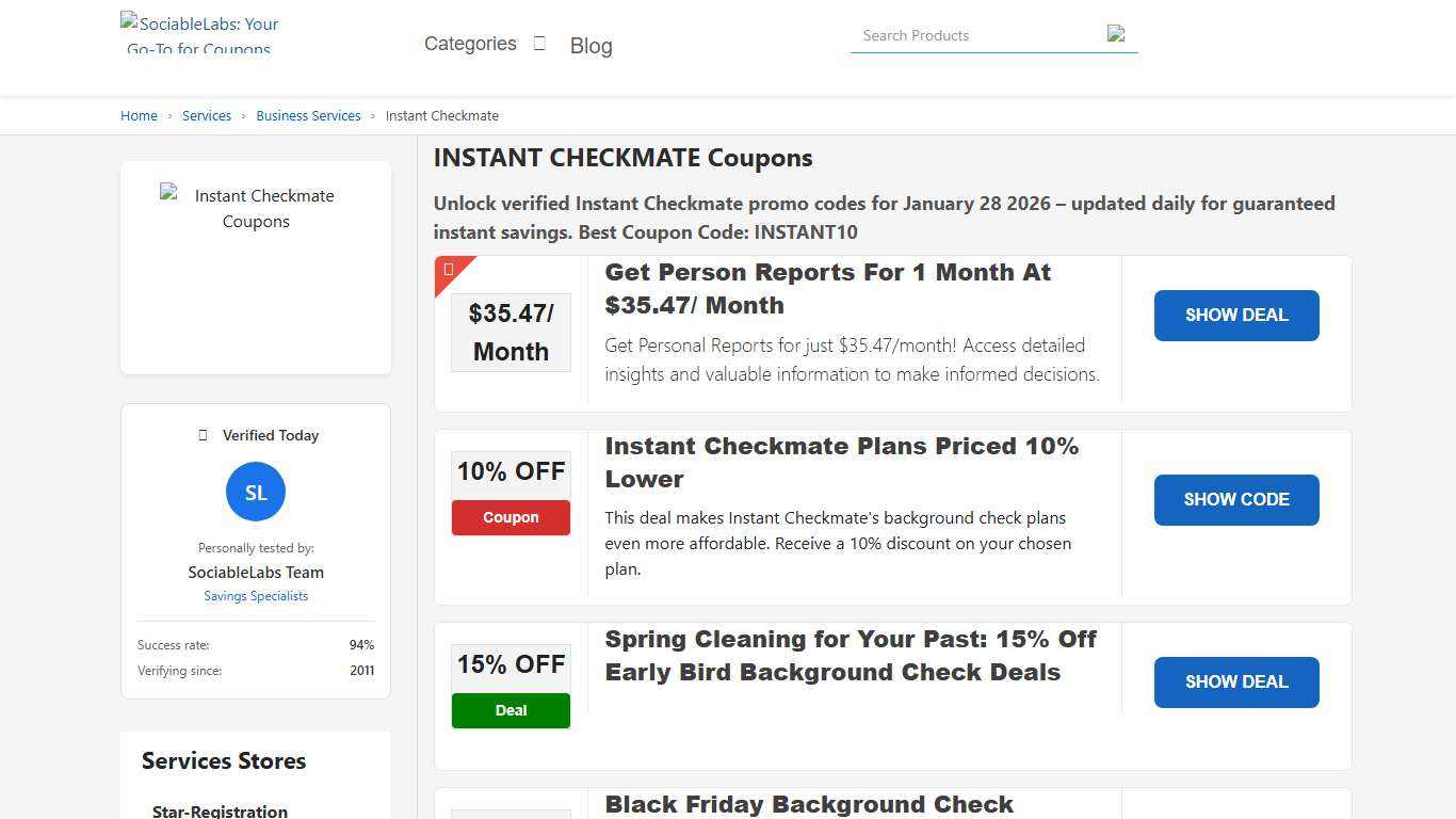 23 Instant Checkmate Coupon Codes & Deals Verified Jan 2026